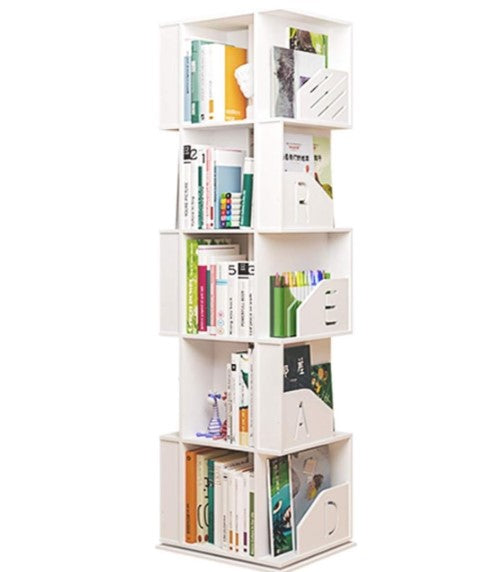 5 Tiers Wood Plastic Bookshelf 360 Rotating